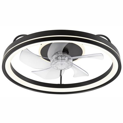 LED Dimbar taklampa med fläkt FARGO LED/37W/230V svart + fjärrkontroll