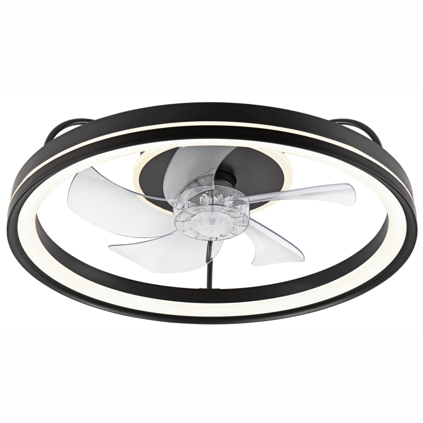 LED Dimbar taklampa med fläkt FARGO LED/37W/230V svart + fjärrkontroll