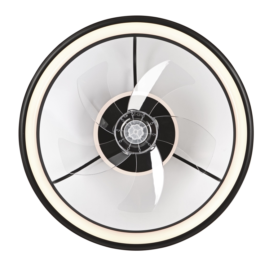 LED Dimbar taklampa med fläkt FARGO LED/37W/230V svart + fjärrkontroll