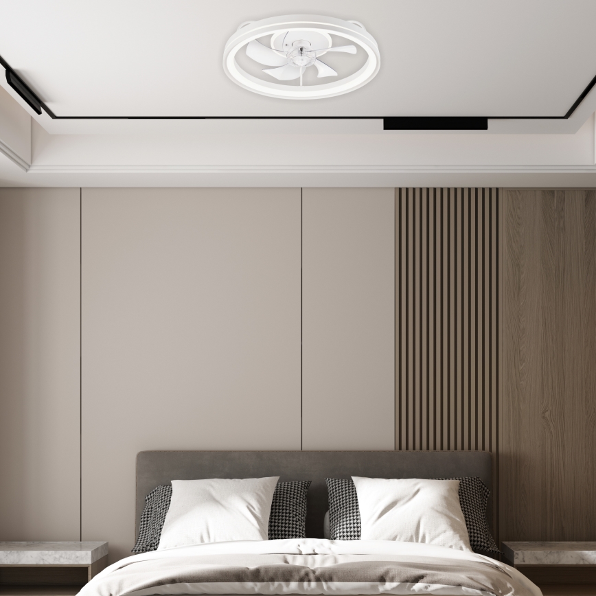 LED Dimbar taklampa med fläkt FARGO LED/37W/230V vit + fjärrkontroll