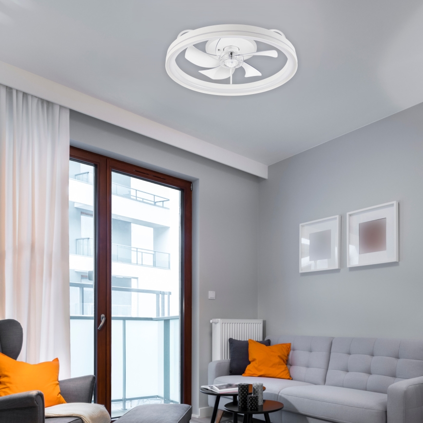 LED Dimbar taklampa med fläkt FARGO LED/37W/230V vit + fjärrkontroll