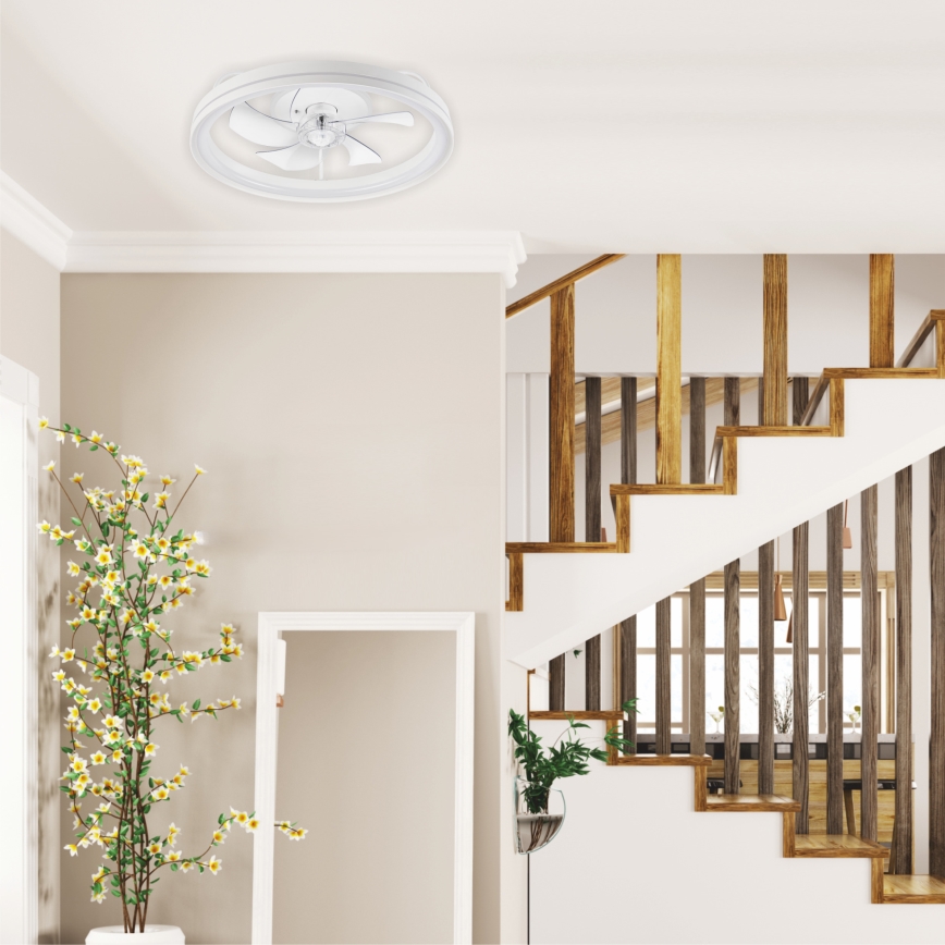 LED Dimbar taklampa med fläkt FARGO LED/37W/230V vit + fjärrkontroll