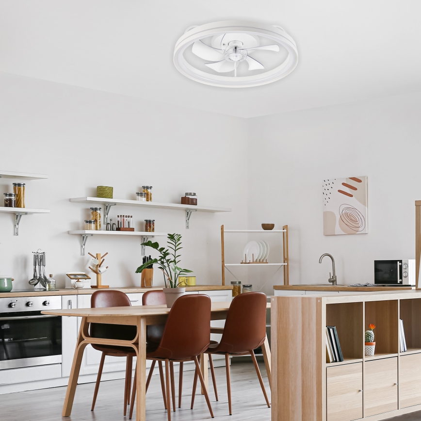 LED Dimbar taklampa med fläkt FARGO LED/37W/230V vit + fjärrkontroll