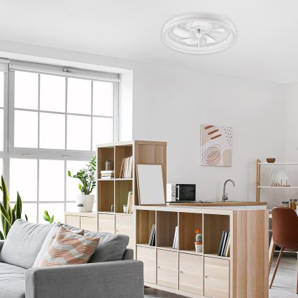 LED Dimbar taklampa med fläkt FARGO LED/37W/230V vit + fjärrkontroll