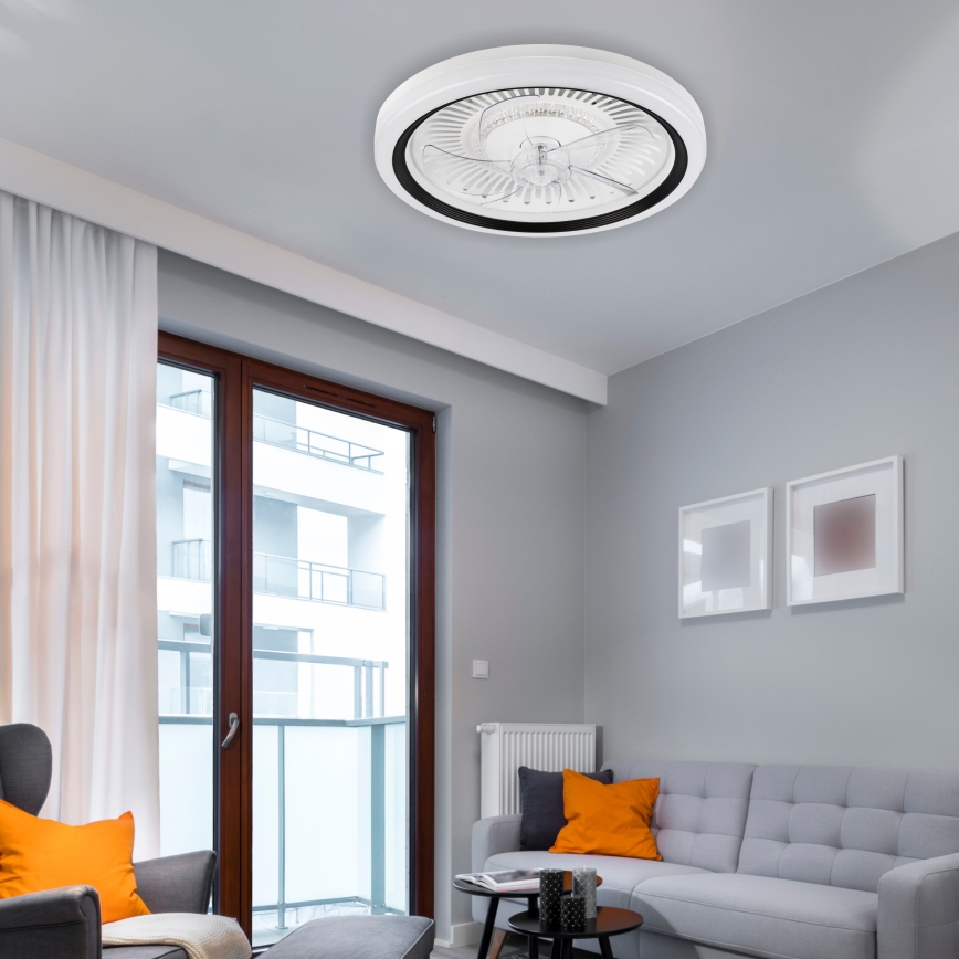 LED Dimbar taklampa med fläkt GEMMA LED/37W/230V vit + fjärrkontroll