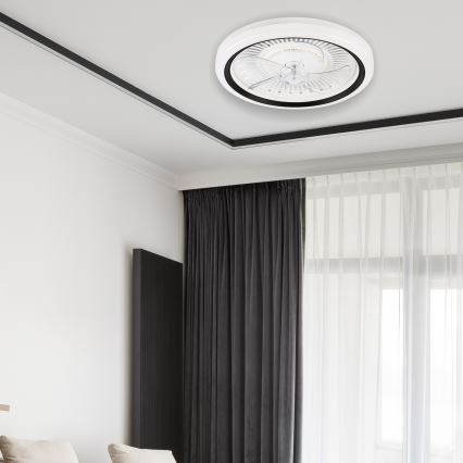 LED Dimbar taklampa med fläkt GEMMA LED/37W/230V vit + fjärrkontroll