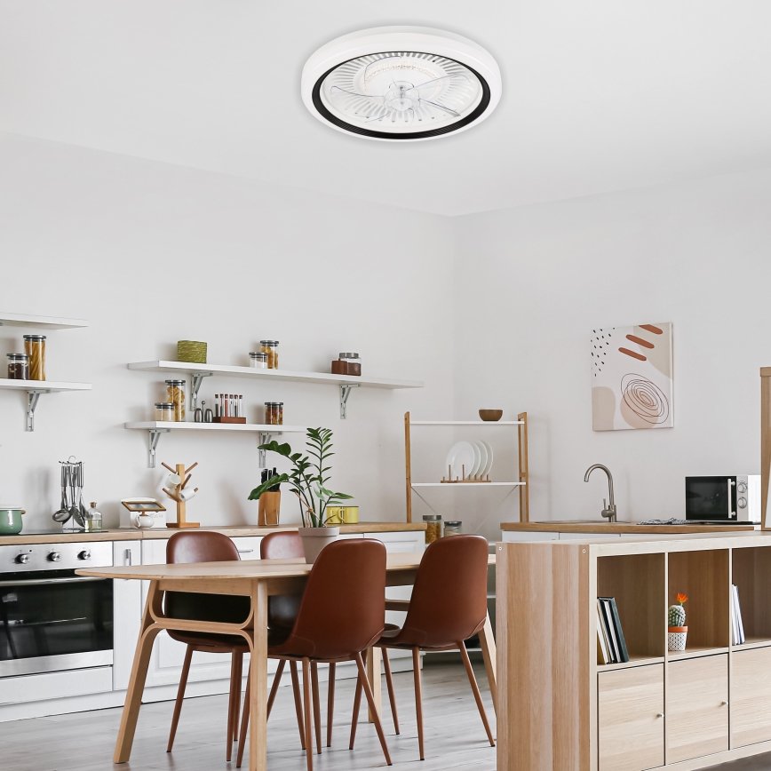 LED Dimbar taklampa med fläkt GEMMA LED/37W/230V vit + fjärrkontroll