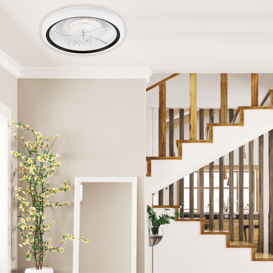 LED Dimbar taklampa med fläkt GEMMA LED/37W/230V vit + fjärrkontroll