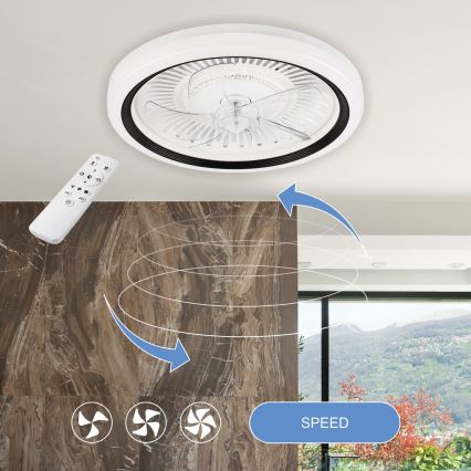 LED Dimbar taklampa med fläkt GEMMA LED/37W/230V vit + fjärrkontroll