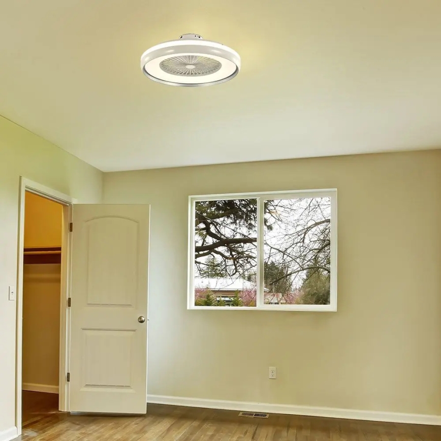 LED taklampa med en fläkt LED/45W/230V 3000/4000/6500K grå + fjärrkontroll