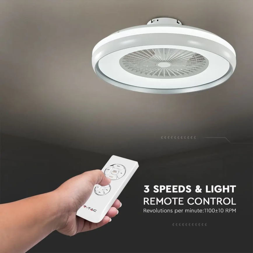 LED taklampa med en fläkt LED/45W/230V 3000/4000/6500K grå + fjärrkontroll