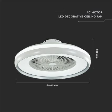 LED taklampa med en fläkt LED/45W/230V 3000/4000/6500K grå + fjärrkontroll