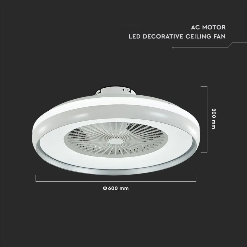 LED taklampa med en fläkt LED/45W/230V 3000/4000/6500K grå + fjärrkontroll