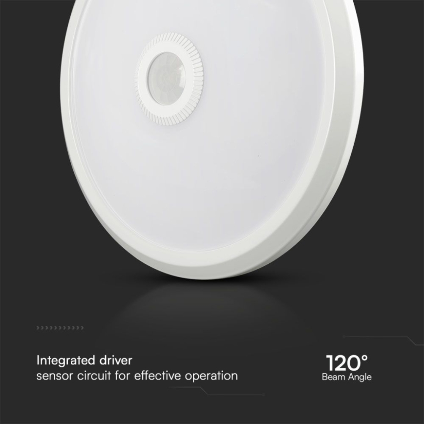 LED taklampa med sensor SAMSUNG CHIP LED/12W/230V 3000/4000/6000K diameter 29 cm vit