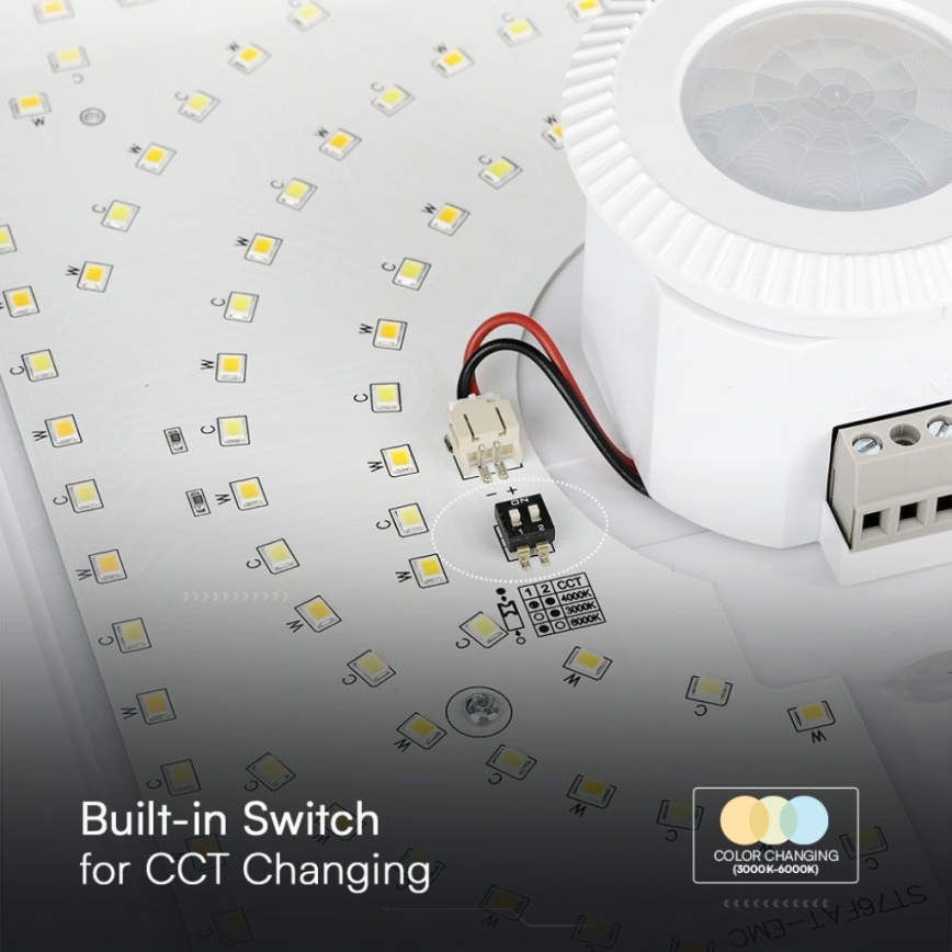 LED taklampa med sensor SAMSUNG CHIP LED/12W/230V 3000/4000/6000K 25x25 cm vit