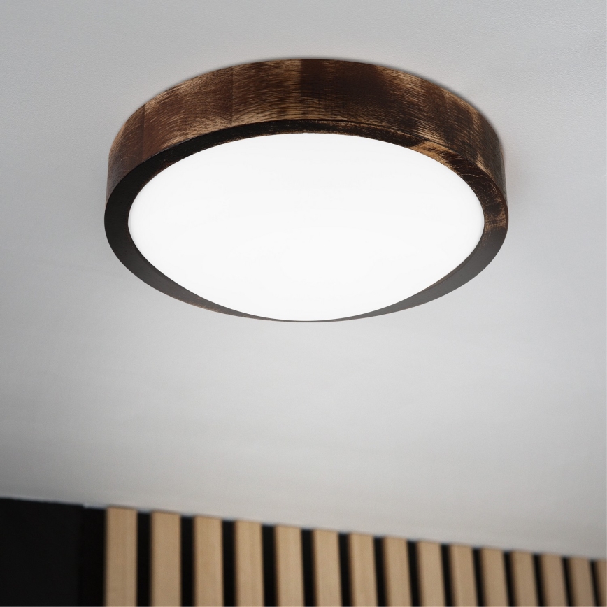 LED-taklampa OAK SLIM LED/20W/230V 4000K Ø 27 cm ek/mörkbrun