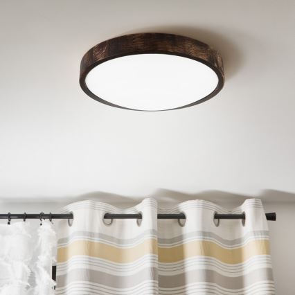 LED-taklampa OAK SLIM LED/36W/230V 4000K Ø 37 cm ek/mörkbrun