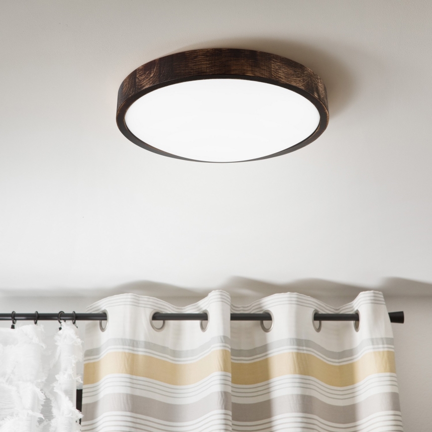 LED-taklampa OAK SLIM LED/36W/230V 4000K Ø 37 cm ek/mörkbrun