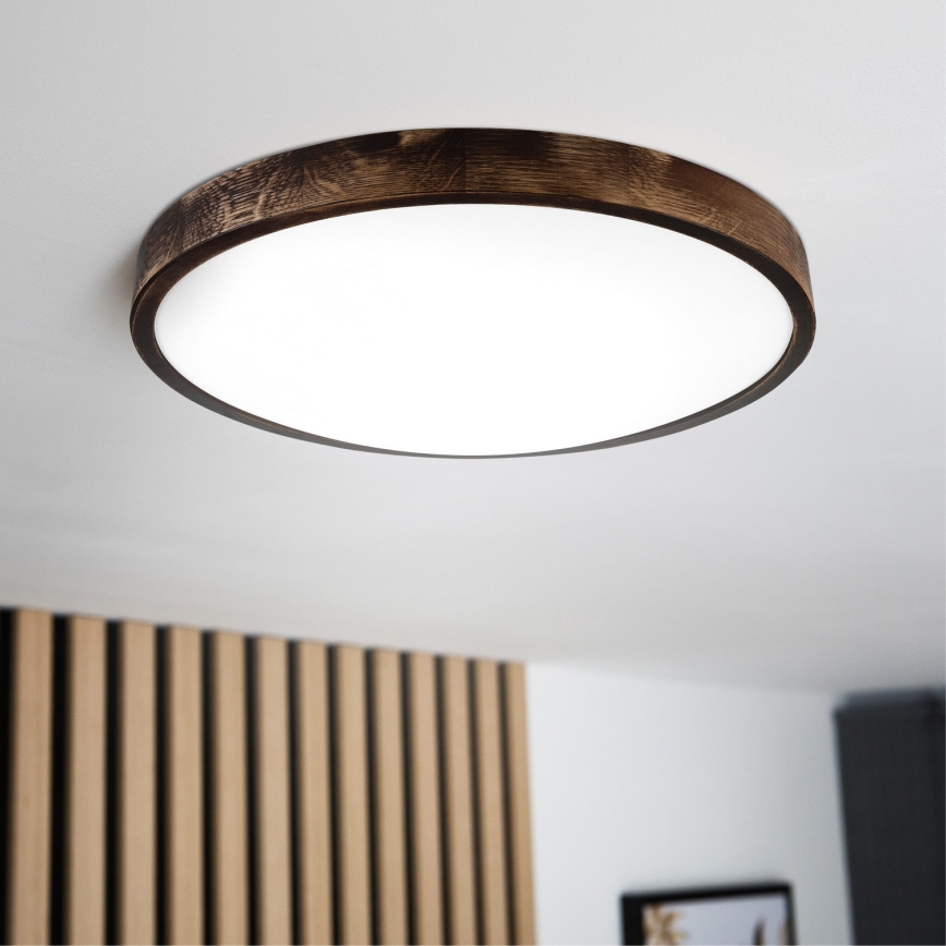 LED-taklampa OAK SMOKY SLIM LED/36W/230V 4000K Ø 47 cm ek/mörkbrun