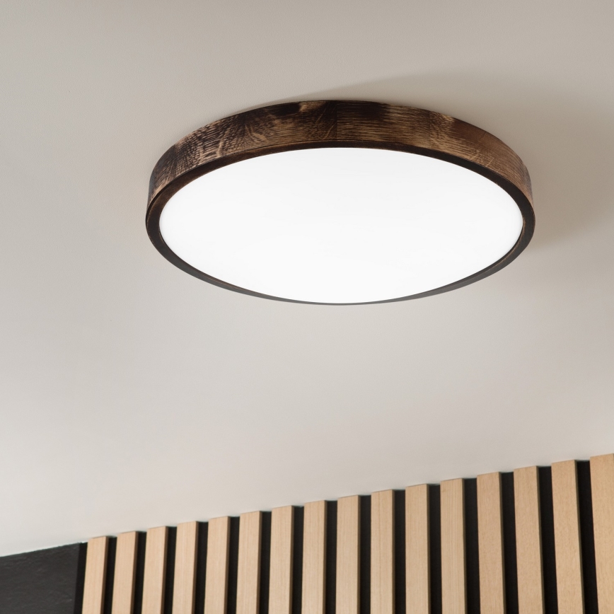 LED-taklampa OAK SMOKY SLIM LED/36W/230V 4000K Ø 47 cm ek/mörkbrun