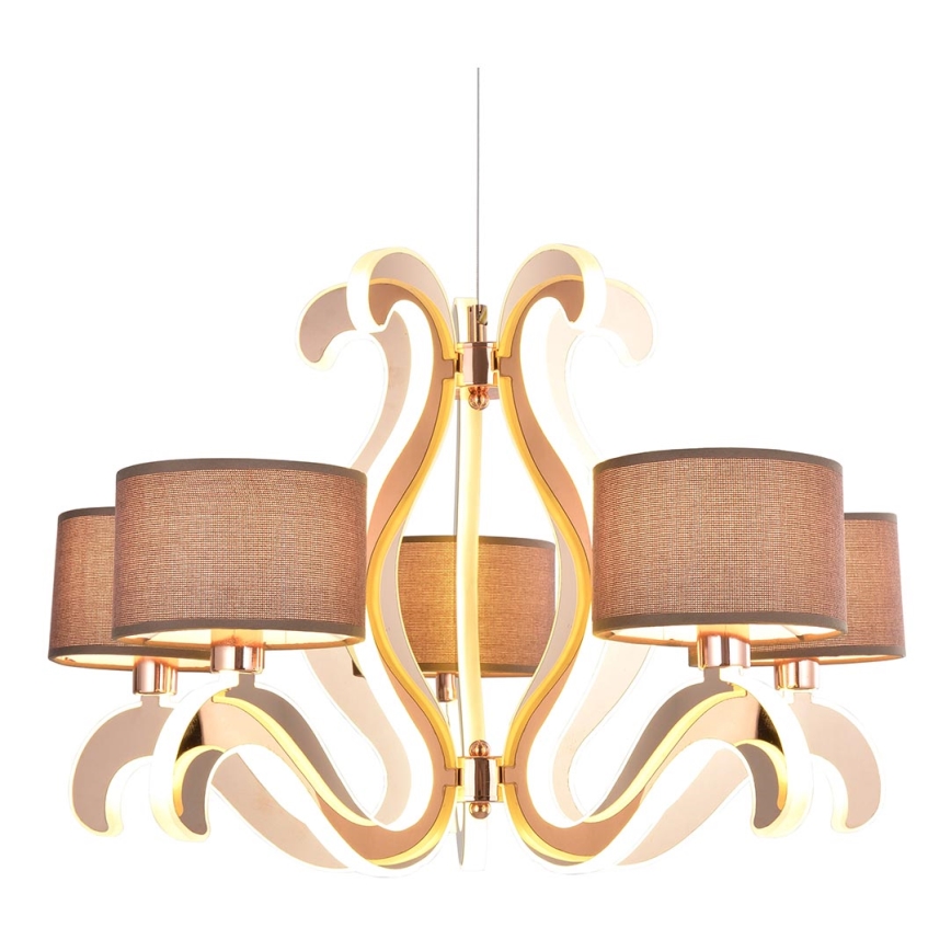 LED Taklampa på kabel AMBROSIA 5xE14/40W/230V + LED/43W koppar