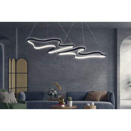 LED Taklampa på vajer DUPLE ARTISAN LED/80W/230V 6500K svart