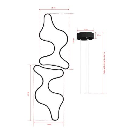 LED Taklampa på vajer DUPLE ARTISAN LED/80W/230V 6500K svart