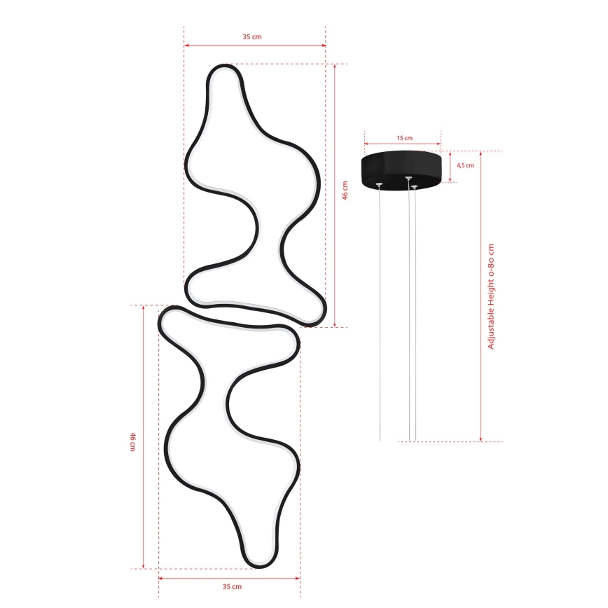 LED Taklampa på vajer DUPLE ARTISAN LED/80W/230V 6500K svart