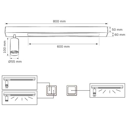 LED taklampa PARIS LED/24W/230V + 1xGU10/10W svart
