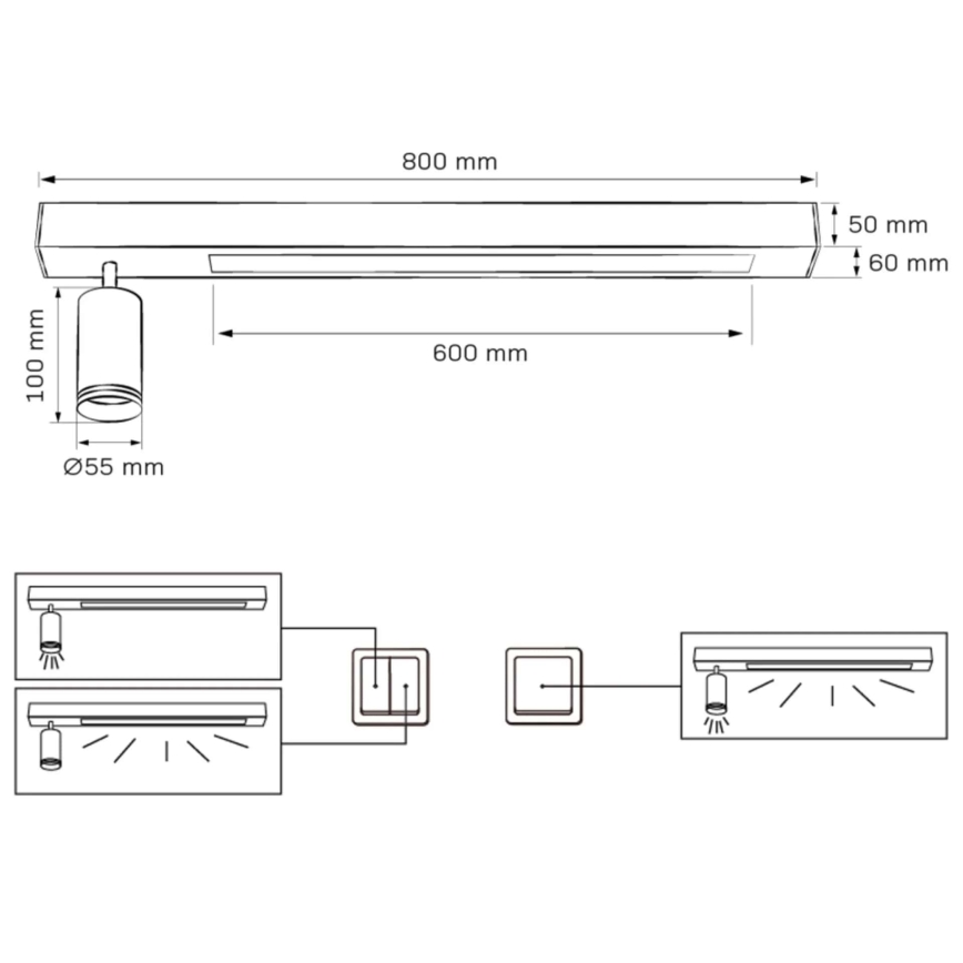 LED taklampa PARIS LED/24W/230V + 1xGU10/10W svart