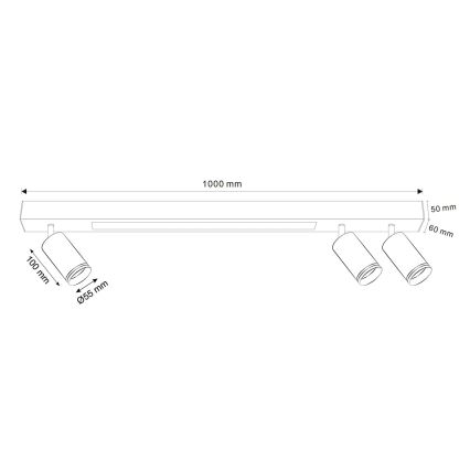 LED taklampa PARIS LED/24W/230V + 3xGU10/10W svart