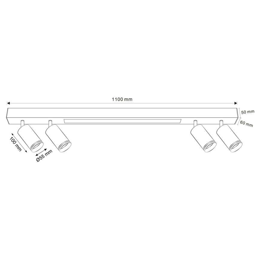 LED taklampa PARIS LED/24W/230V + 4xGU10/10W svart