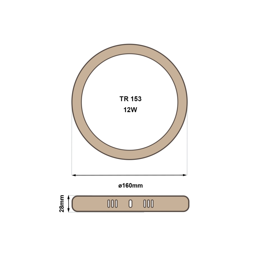 LED taklampa RING LED/12W/230V 4200K diameter 16 cm brun