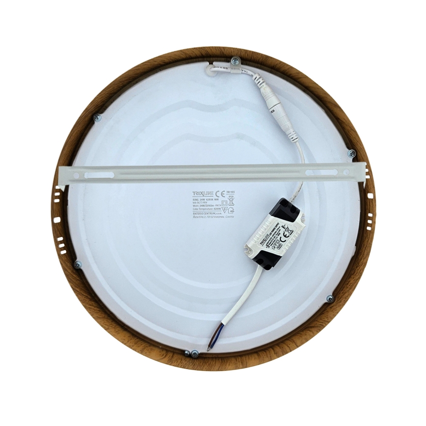 LED taklampa RING LED/24W/230V 4200K diameter 28,5 cm brun