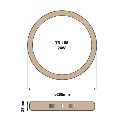 LED taklampa RING LED/24W/230V 4200K diameter 28,5 cm brun