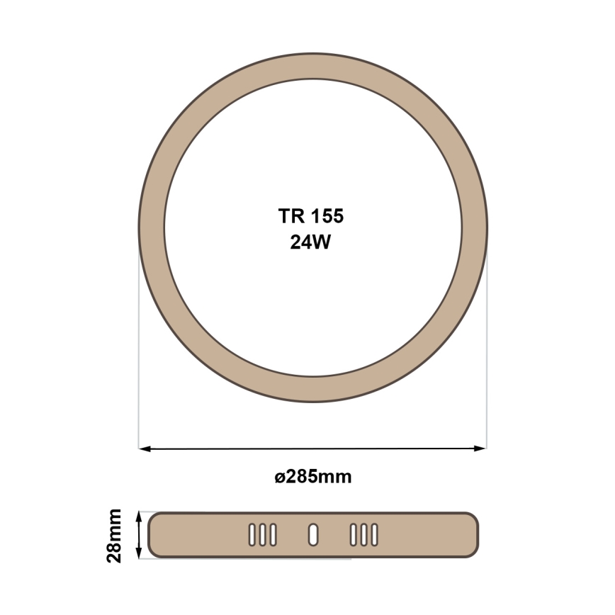 LED taklampa RING LED/24W/230V 4200K diameter 28,5 cm brun