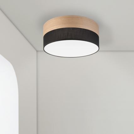 LED taklampa SIRJA WOOD LED/20W/230V diameter 35 cm svart/ek