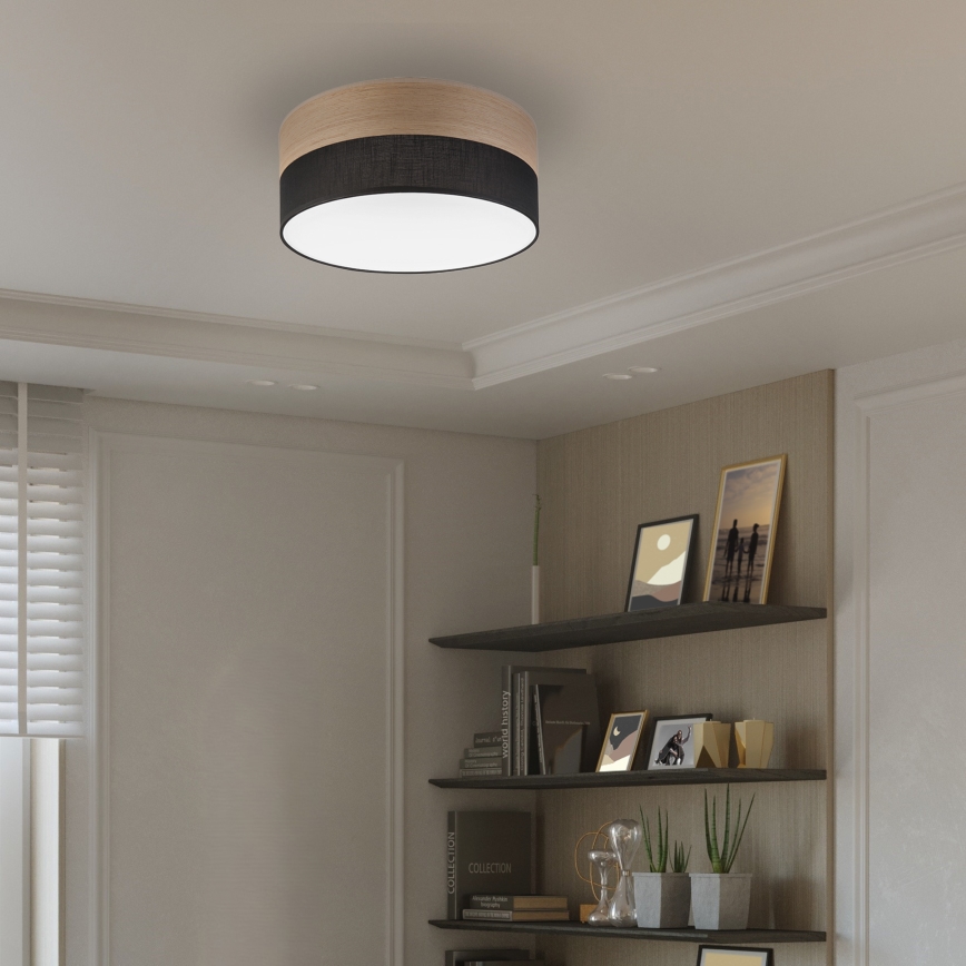 LED taklampa SIRJA WOOD LED/20W/230V diameter 35 cm svart/ek