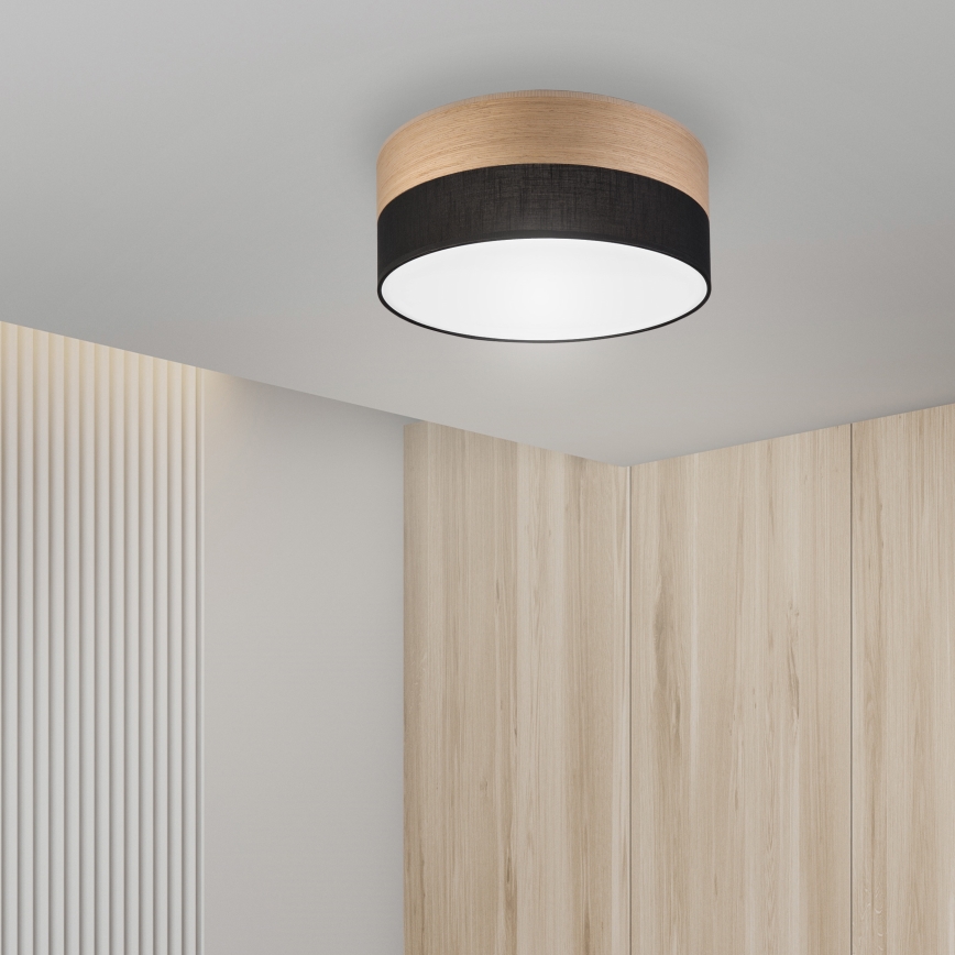 LED taklampa SIRJA WOOD LED/20W/230V diameter 35 cm svart/ek