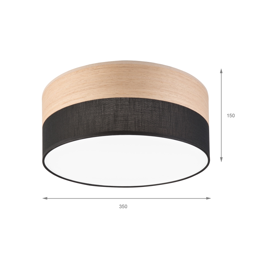 LED taklampa SIRJA WOOD LED/20W/230V diameter 35 cm svart/ek
