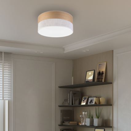 LED taklampa SIRJA WOOD LED/20W/230V diameter 35 cm vit/ek
