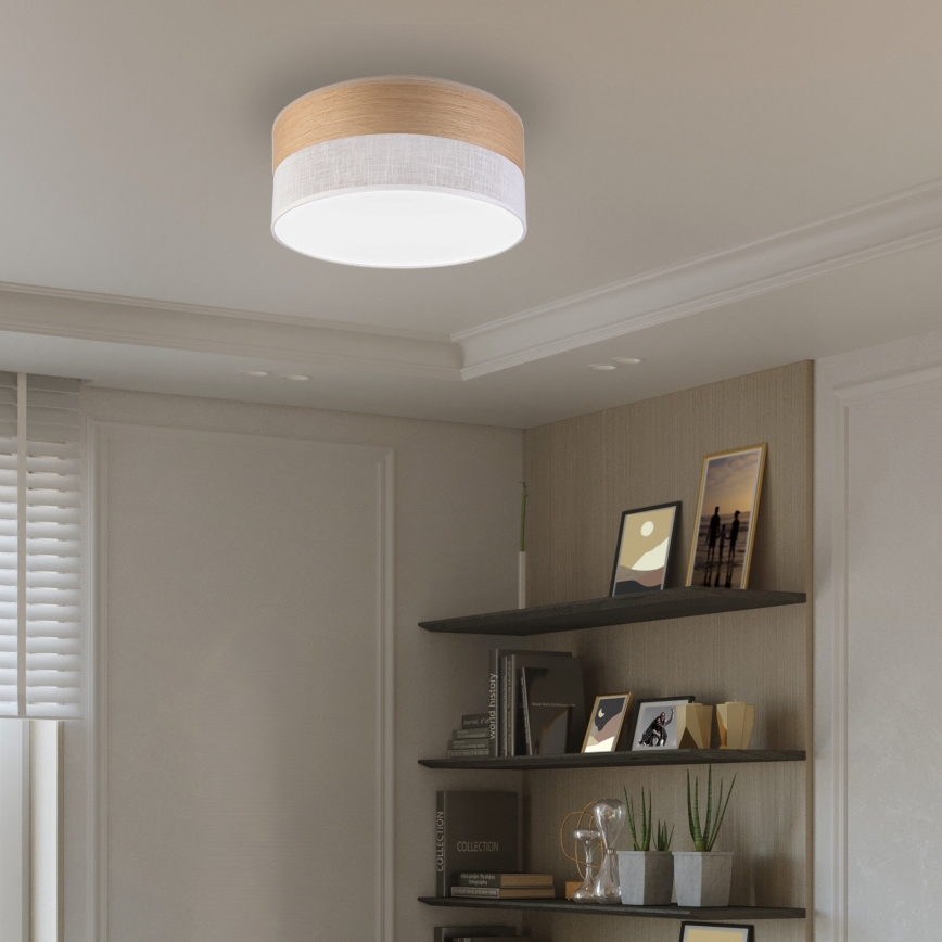 LED taklampa SIRJA WOOD LED/20W/230V diameter 35 cm vit/ek