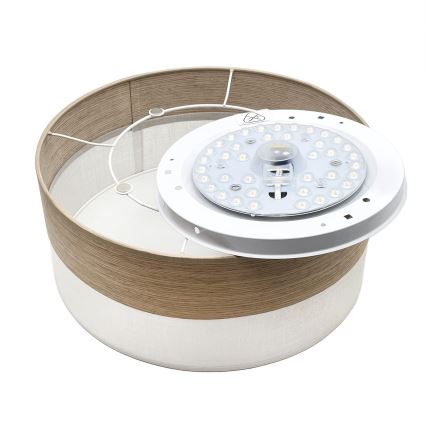LED taklampa SIRJA WOOD LED/20W/230V diameter 35 cm vit/ek