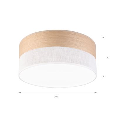 LED taklampa SIRJA WOOD LED/20W/230V diameter 35 cm vit/ek