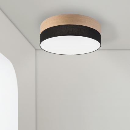 LED taklampa SIRJA WOOD LED/36W/230V diameter 45 cm svart/ek