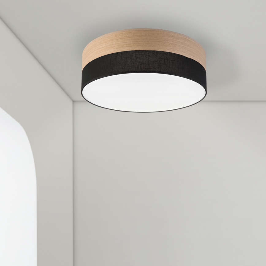 LED taklampa SIRJA WOOD LED/36W/230V diameter 45 cm svart/ek
