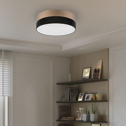 LED taklampa SIRJA WOOD LED/36W/230V diameter 45 cm svart/ek