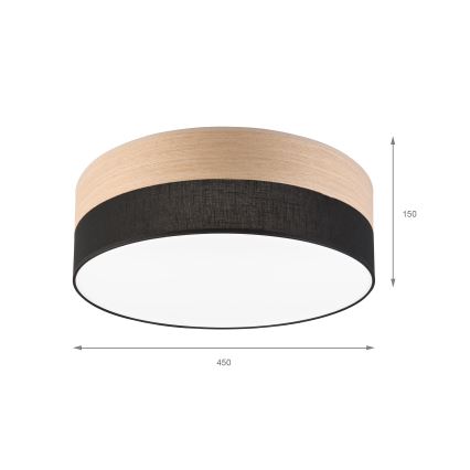LED taklampa SIRJA WOOD LED/36W/230V diameter 45 cm svart/ek