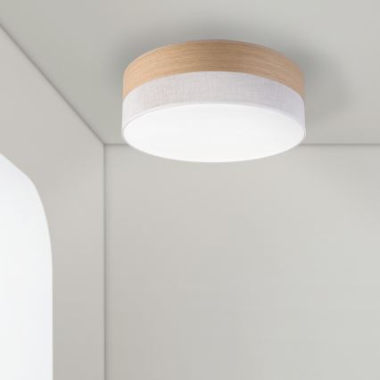 LED taklampa SIRJA WOOD LED/36W/230V diameter 45 cm vit/ek