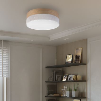 LED taklampa SIRJA WOOD LED/36W/230V diameter 45 cm vit/ek